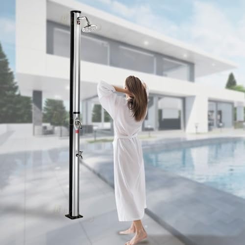 Außendusche, 20 l, solarbetrieben, freistehende Dusche mit Duschkopf und Wasserhahn für Hinterhof, Pool, Strand und Garten