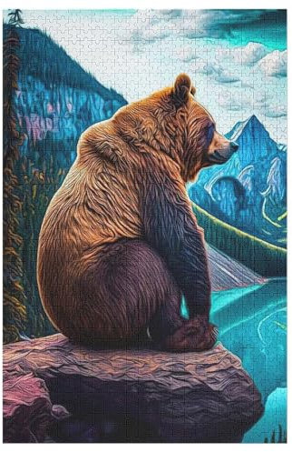 Bear Jigsaw Puzzles for Adults 1000 Pieces - Kids Wooden Puzzle - Recycled Board Picture 78×53cm