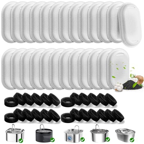 50 Pack Cat Water Fountain Filters for Stainless Steel Pet Water Dispenser