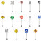 SZLIFE Lot de 14 Panneaux de Signalisation 1:87 Faits à La Main pour Décoration de Mise En Page de Scène D'autoroute, 14x signes, 3,5 cm de hauteur
