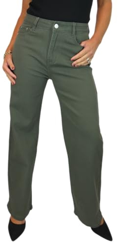 Paulo Due Women's Coloured Wide Leg High Waist Jeans | Ladies Stretch Denim Solid Colour Heavy Cotton Jeans, Comfort Denim
