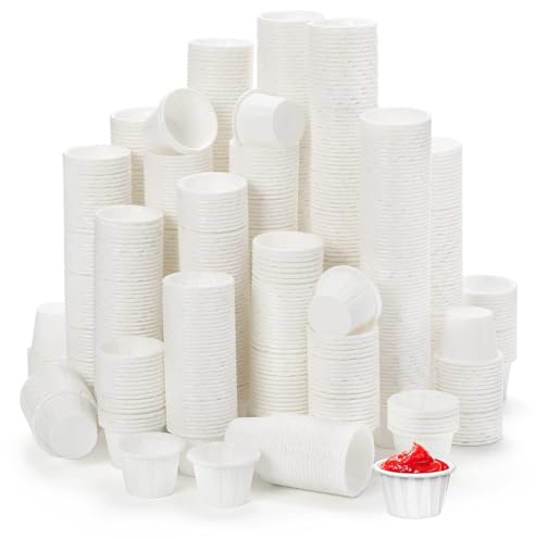 Eidoct 1000 PCS 0.5oz / 15ml Waxed Paper Medicine Pots & Ramekins | Waterproof Portion Cups for Medication, Condiment Pots, Samples, Dessert, Sauce Dips (White Small Paper Soufflé Cups)