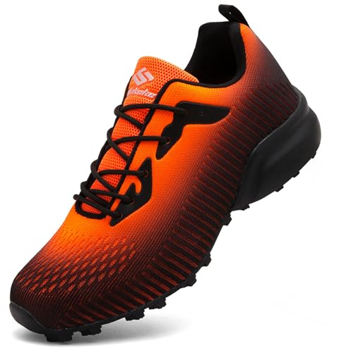 ASOCO DREAM Zapatillas de Trail Running Hombre Calzado de Correr Transpirable Antideslizante Zapatos de Senderismo Calzado Deportivo Exterior,Negro Naranja,39 EU
