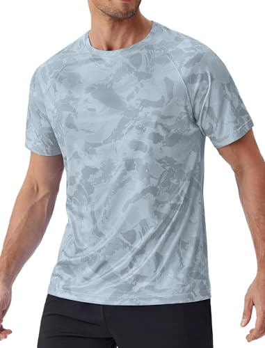 PINSPARK T-Shirt Anti-UV pour Homme, séchage Rapide, Protection Solaire UPF 50+, Manches Courtes, idéal pour Le Surf et la Course à Pied