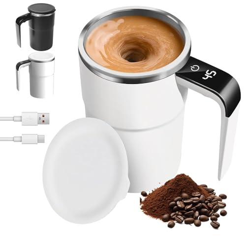 Hojalis Taza De Café Con Agitación Magnética Automática, 380 ml Taza De Café Autoagitable, Recargable Por USB, TAza De Café Automática, TAza De CAfé Eléctrica para CAfé Té Chocolate Caliente Leche