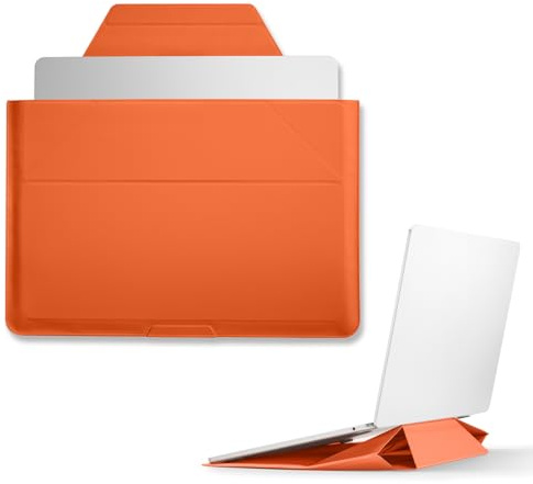 MOFT Laptoptasche Hülle & Laptop Ständer für 13-14 Zoll Laptop, Vegan Leder Laptoptasche mit Erweiterbarem Stauraum, 2 Verstellbare Winkel, Kompatibel mit MacBook Air/Pro 13-14 Zoll, Sunrise