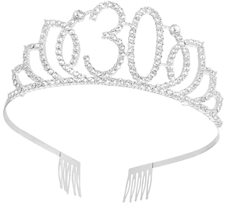 MAJORMENCH Geburtstagskrone Zarter Kopfschmuck Zahlenkrone Haaraccessoires für Damen Geburtstagstortendekoration Silber