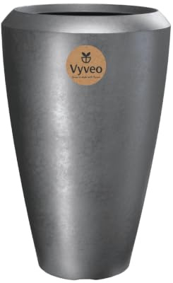 Vyveo - Vase Nalou - 55x86 - Silber metallic - Blumentopf für den Innen- und Außeneinsatz - Übertopf - Pflanztopf - Pflanzgefäß