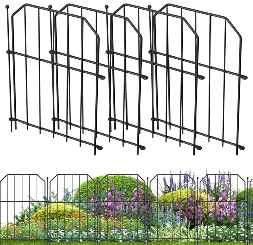 Suusolny 25er-Pack Gartenzaun aus Metall Steckzaun ohne Graben Schrägzaun Gartenzaun Dekoration Gitterzaun Blocker Zaun Tierzaun Hundezäune für Hunde Kaninchen Metallzaun Grenzzaun für Patio