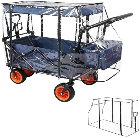 1 Stück Universal Bollerwagen-Regenschutz | 115 x 51 x 75 cm Transparentes Regenverdeck mit Reißverschluss – Winddicht, Staubdicht & Schneesicher, Zubehör für Bollerwagen/Handcart/Campingwagen
