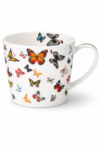 LEONARDO LUXURY HOME DESIGN Tazza Grande da Latte 450 ml in Porcellana Decorata con Farfalle Colazione Elegante Idea Regalo (Farfalle)