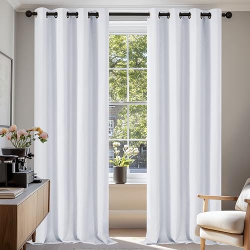 Deconovo Tende Oscuranti per Interni 2 Pezzi 290 CM Altezza, Termiche Isolanti, Anti-Rumore, con Anelli, Ideali per Camera da Letto e Soggiorno, 140x290 CM, Grigio Perla