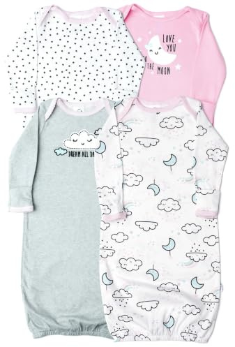 Gerber Baby Boy And Girls 4-Pack Sleeper Gown Abito da Sposa Unisex - Bimbi 0-24 (Pacco da 4)