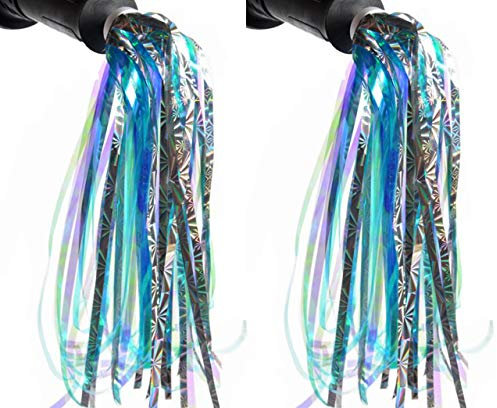 Upstore 1 Paar Kinder Roller Fahrrad Quaste Band Lenker Bunte Luftschlangen Pompon Paar Fahrrad Griffe Sparkle Babytrage Dekoration Zubehör (blau)