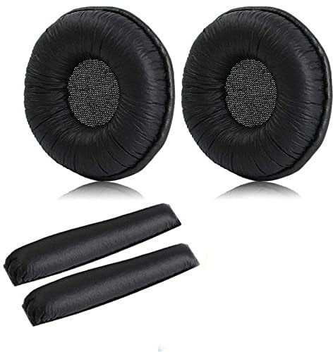 Rhinenet Soft Leather Headphone Ear Pads Cushion Pads For Sennheiser PX100 PX100-II PX200 PX200-II PXC150 PXC200 Headphones Replacement Headband Cover (Black)