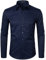 PARKLEES Men's Long Sleeve Dress Shirt Solid Slim Fit Casual Business Formal Button Up Shirts with Pocket Navy L