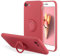 UEEBAI Silicone Coque avec Ring pour iPhone 7 Plus/iPhone 8 Plus, Etui Fin et léger Absorption des Chocs Housse Mince avec Bague 360 Degrés Rotation Stand Protection Cover Bumper Case, Rose Rouge