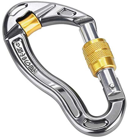 DeWin Mousqueton à Vis, Mousqueton d'escalade 25KN Mousqueton Crochet de Verrouillage à Vis pour équipement de Sauvetage d'alpinisme(Jaune)