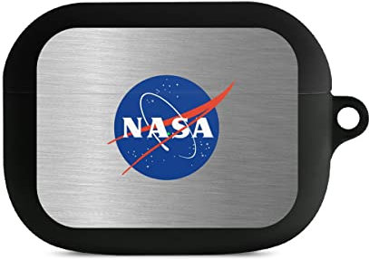 DeinDesign Hülle mit Karabiner kompatibel mit Apple AirPods Pro 1. Generation Case schwarz Schutzhülle mit Schlüsselanhänger NASA Metal Logo