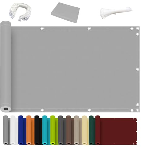 Balkon Sichtschutz Ohne Bohren, 75x500cm, Blickdichte Balkonverkleidung Balkonabdeckung Wetterfest UV-Schutz 100% Schutz der Privatsphäre für Balkon Garten Anthrazit 120x200cm