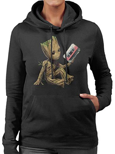 Marvel Guardians of The Galaxy Vol 2 Groot Holding Awesome Mix Women's Hooded Sweatshirt