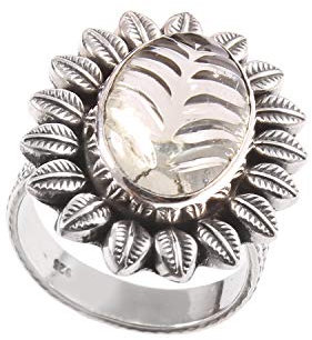 925 Sterling Silber Feiner grüner Amethyst Silber Ring Größe 17,25 | Designer Ring | Silber Verlobungsring | Geschenke | Edelsteinring | Traditioneller Ring