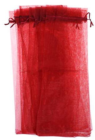 Yardwe 10pcs Organza Wine Bags for Wine Bottles Display Drawstring Pouches Satin Drawstring Bag Wine Bottle Cover Drawstring Bags Small Sheer mesh Dress Christmas Storage Bag