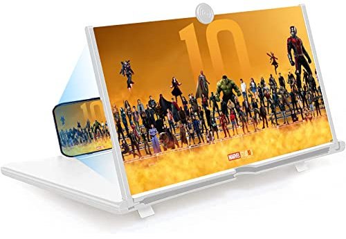 KONGMING 12 Zoll Handy Bildschirm Vergrößerungsglas 3D Screens Vergrößerungslinse für das Ansehen von Filmvideos Faltbarer Handylupe Bildschirm Vergrösserung für Smartphones