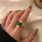ZXCM 925 Sterling Argento Anelli Partito Francia Placcato Oro Vintage Verde Elegante Sposa Gioielli Regali per Le Donne Coppie