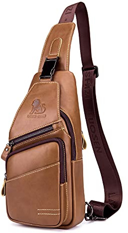 Herren Leder Brust Tasche Umhängetasche Multifunktionale Retro Sport Freizeit Reisen Wandern Mode Wasserdicht Crossbody Tasche Brust Tasche