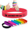 Temeite Kautschukband, 100% umweltfreundliches Silikonmaterial, Modisch und Design, Geeignet für alle Altersgruppen, Regenbogen-Silikonarmband, Personalisiertes Armband (Farbe: Rot)