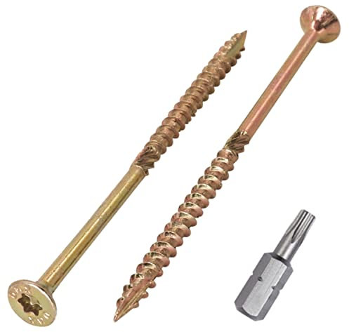 SKIR'CO Lot de 400 vis à bois universelles en acier zingué jaune Tête fraisée Torx Type 17 Vis à aggloméré 4,0 x 80 mm