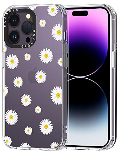 MOSNOVO für iPhone 14 Pro Max Hülle – Durchsichtige, schlanke, stoßfeste TPU+PC-Handyhülle, [6,6 Fuß Fallschutz/Anti-Abziehen] - Weiße Gänseblümchen