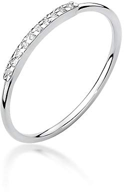 MARKO Weißgold Verlobungsring Damen Goldring mit 0,05 Karat Diamanten - Gold Verlobungsring - 14 Karat Gold 585 - Goldring für Frauen