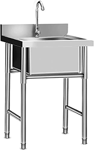 Lavandino Lavamani, Lavandino Lavamani in Acciaio Inossidabile Lavandino da Cucina Commerciale Ristorazione Manuale con Rubinetto Lavandino Lavamani per Cucina Ristorante e Casa