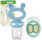 haakaa Haakaa Baby Fruit Food Feeder & Mini Freezer Nibble Tray Combo, Breastmilk Popsicle Molds for Baby Cooling Relief, BPA Free Silicone Feeder for Safe Infant Self Feeding, 4 Month+(Sky Blue)
