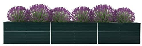 ZEYUAN Garten-Hochbeet, Pflanzkübel, Kräuterbeet, Hochbeete-kit, Schneckenzaun, Pflanztrog, Pflanzgefäße, Pflanzfolie Für Hochbeet,Teichbecken, Verzinkter Stahl 480x80x45 cm Grün