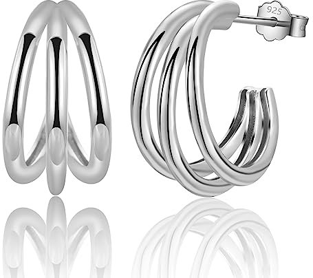 CERSLIMO Ohrringe Silber 925 Stecker Ohrstecker Silber 925 Creolen Damen Kreolen Chunky Klobig Schmuck Geschenke für Damen Frauen Herren Männer