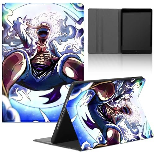 Funda Tablet para Apple iPad Pro(2021/2020/2018) 12.9 pulgada, Carcasa Anime One Piece Luffy Gear 5 Sun God Nika Motifs Ultra Slim PU con Función de Soporte Flexible Suave TPU Protectora Cover
