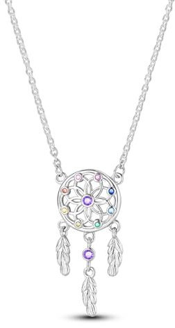 NARMO 925 Sterling Silber Halskette für Frauen Mädchen Traum Catcher Anhänger Halskette zierliche Halskette
