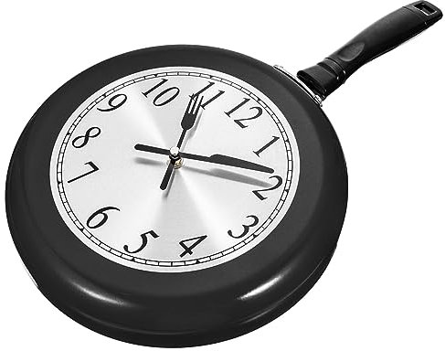 MAGICLULU Dekorative Hängeuhr in Bratpfannenform, Edelstahl, Leise