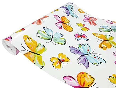 DecoMeister Lámina Autoadhesiva Infantil Para Pared Vinilo Adhesivo Patrón Mariposas Para Muebles Papel Decorativo Para Forrar En Rollo Para Cocina Armarios Encimeras Decoración Para Hogar 45 x 100 cm