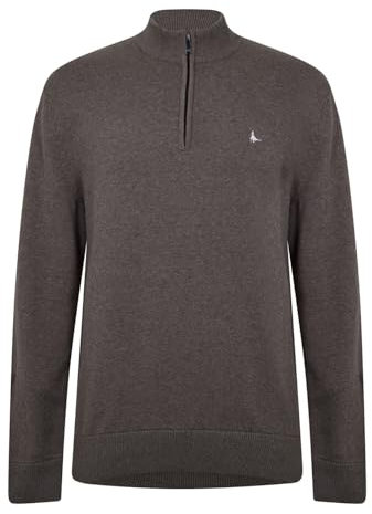 Jack Wills Mens Funnel Neck Half Zip Jumper Brown Marl L