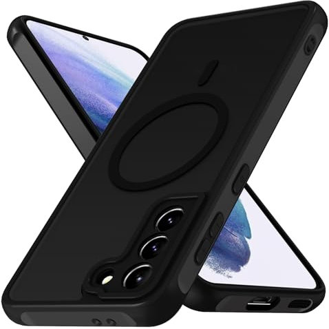 ivoler Matt Schwarz Magnetisch Hülle für Samsung Galaxy S21+ 5G / S21 Plus 5G, Kompatibel mit MagSafe, [Militärnorm Sturzschutz] Stoßfest Kratzfest Schutzhülle Dünn Flüssig Silikon Handyhülle Case