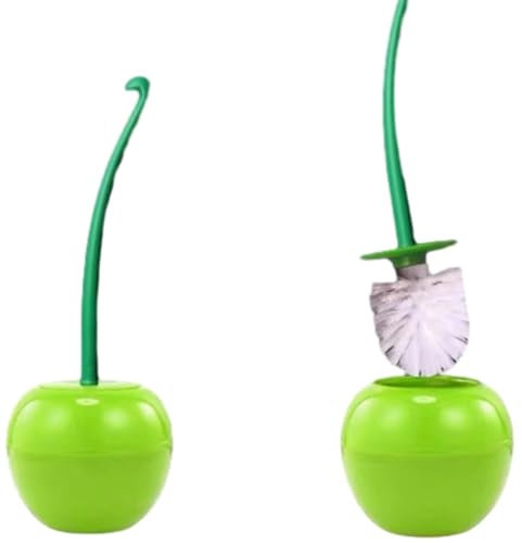 Playful Cherry-shaped Toilet Brush with Long Handle, Red Bathroom Accessory(Green)