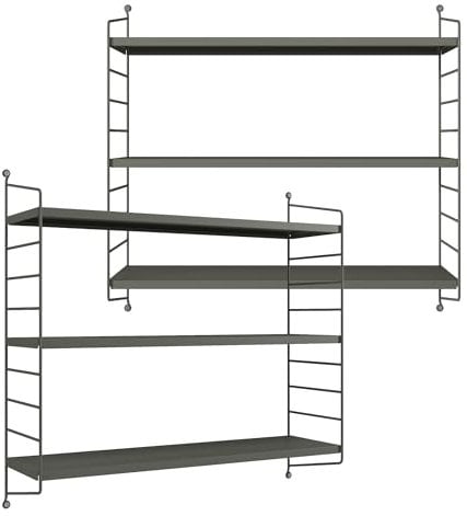 [en.casa] Modulares Wandregal Strängnäs 2er Set Metallregal Anthrazitgrau Hängeregal mit 3 Regalböden Badregal Küchenwandregal Wandablage Wohnzimmer