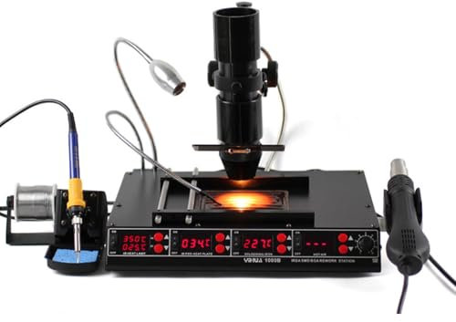 NVYAZJ 4 in 1 Station, 1000B, Preheater, Soldering Station, Hot Air Rework Station, IR Infrared BGA, Temp Sensor, LED Lamp, ºC/°F display and more
