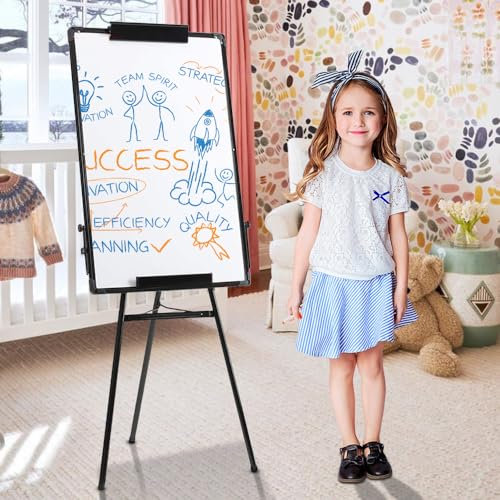 Chevalet de tableau blanc magnétique effaçable à sec,90 x 60 cm, tableau effaçable à sec portable réglable en hauteur pour l'école, le bureau et la maison-60 * 90cm-Noir