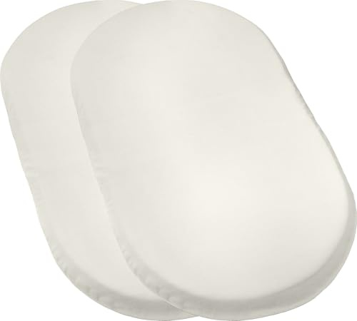 REDBEST Single-Jersey Baby-Spannbettlaken San Francisco 2er- Pack, 100% Baumwolle, wollweiß Größe 40x70 cm oval - weiche Qualität, bügelfrei, Rundumgummi, bis 6 cm Höhe