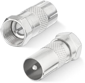 Superbat F Male to TV Pal IEC Coax Adapter Kit 2Pcs 75 Ohm Aerial Socket | for Satellite, Antenna, Aerial Cables Compatible with TV, Router, Modem, Satellite Receiver, Audio/Video Equipment